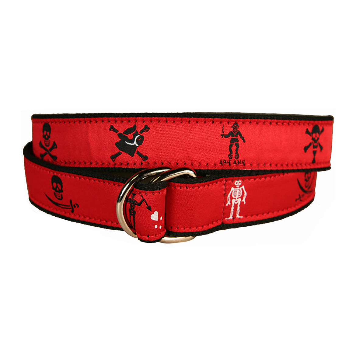 Pirate Flags D-Ring Belt in Red