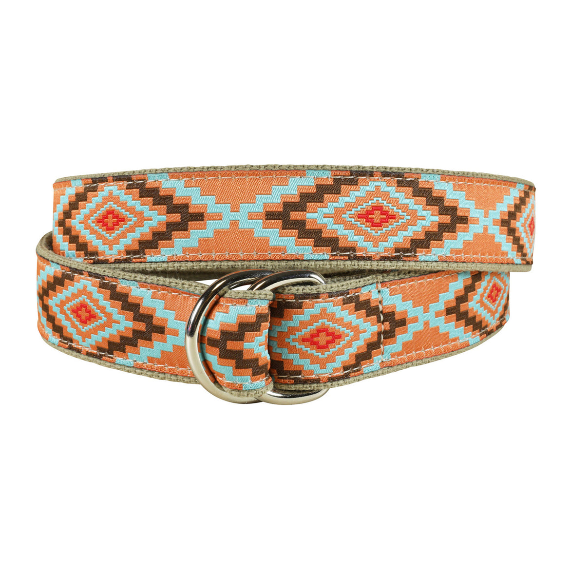 Southwest Ribbon D-Ring Belt in Burnt Orange