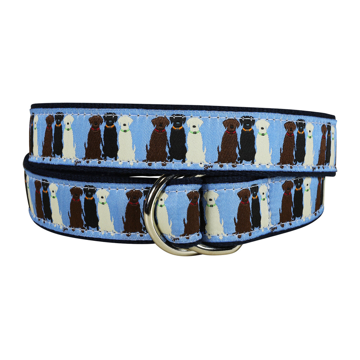 Three Labs Ribbon D-Ring Belt in Blue