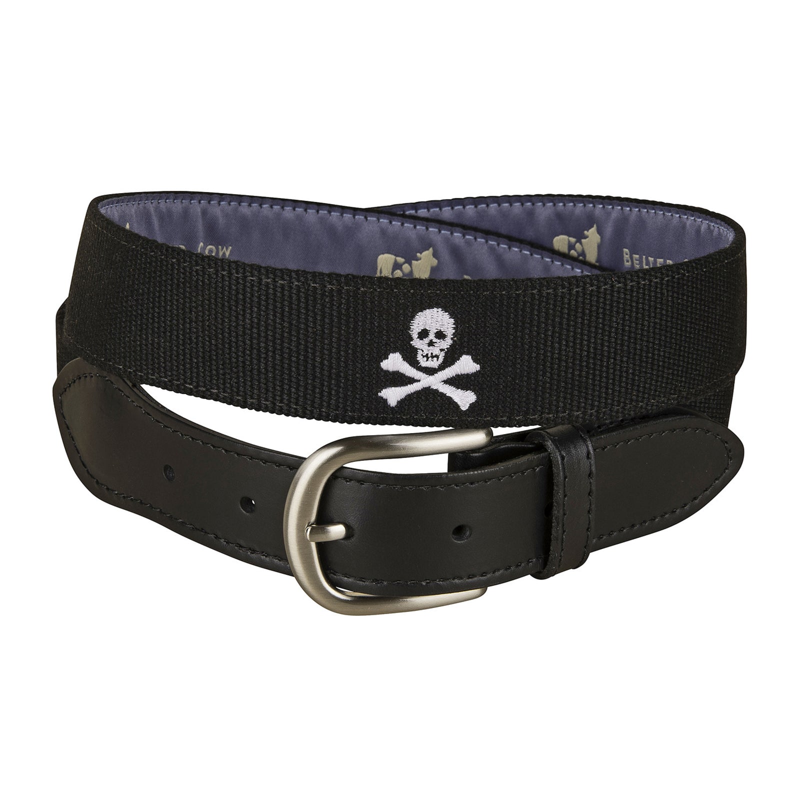 Skull & Bones Embroidered Belt, Black / 46 Skull & Bones Embroidered Belt, Black / 46
