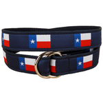 Texas State Flag Ribbon D-Ring Belt Thumbnail