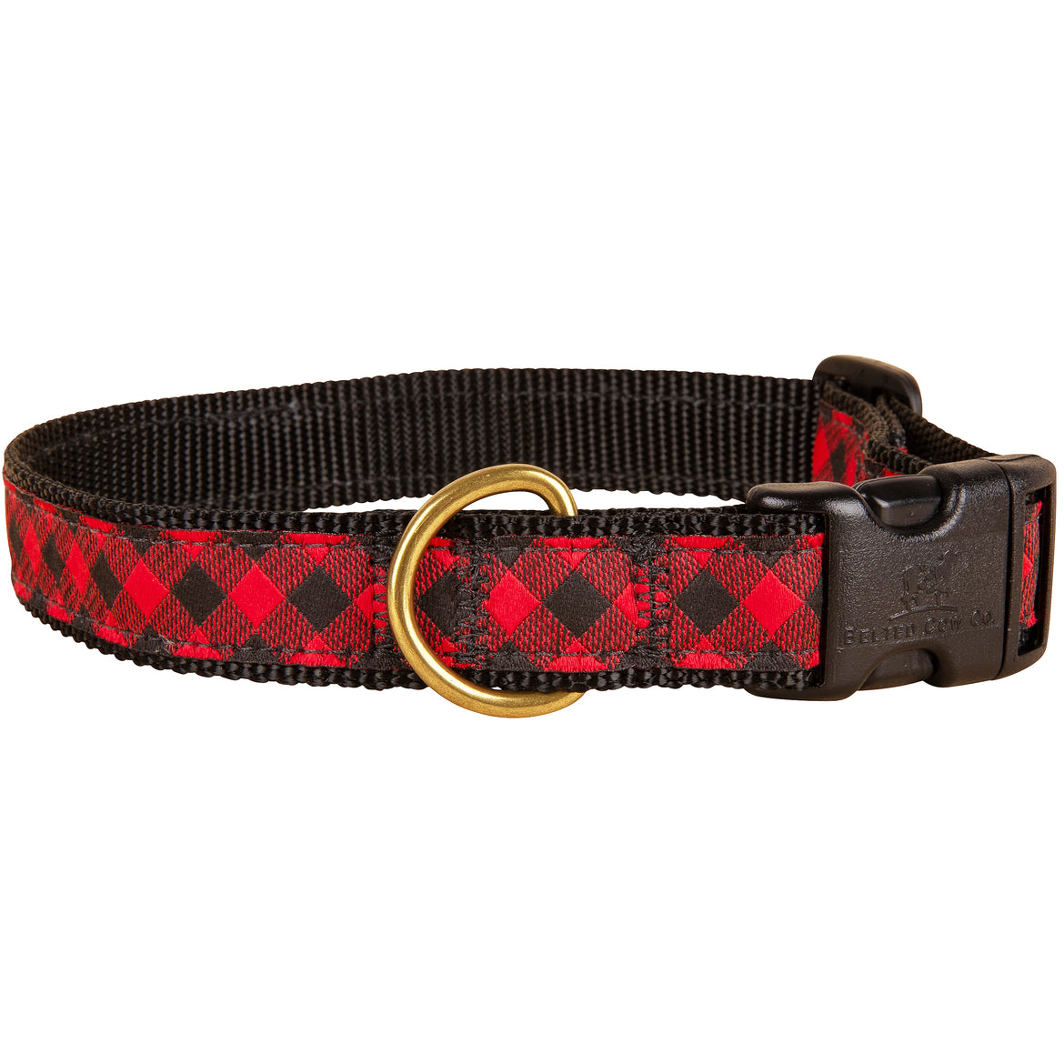 Buffalo Plaid Ribbon Dog Collar in Red, Collar Width: 1 Inch