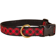 Buffalo Plaid Ribbon Dog Collar in Red, Collar Width: 1 Inch