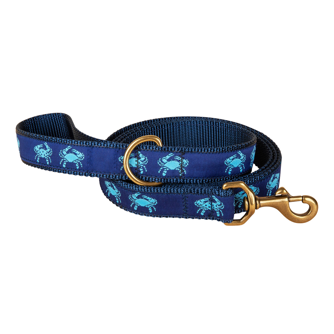 Crab Ribbon Dog Leash in Blue / Navy; Collar Width: 1 Inch