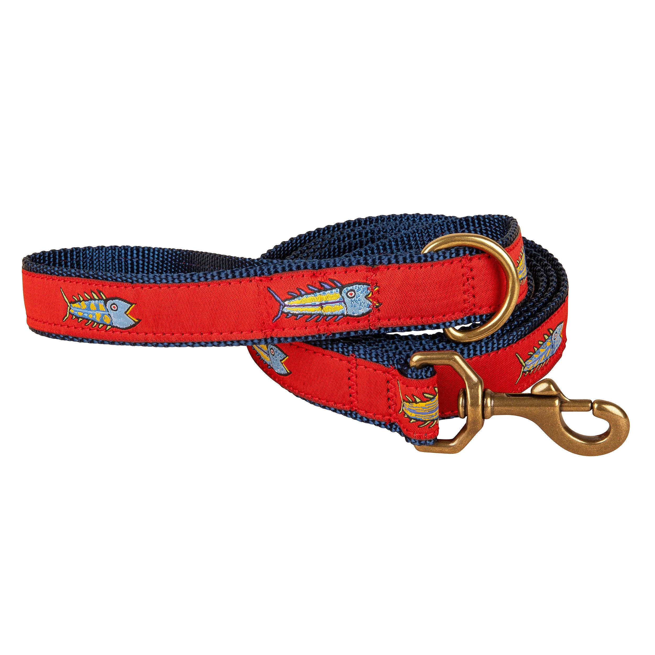 Hopkins Fish Ribbon Dog Leash in Red; Collar Width: 1 Inch; : 