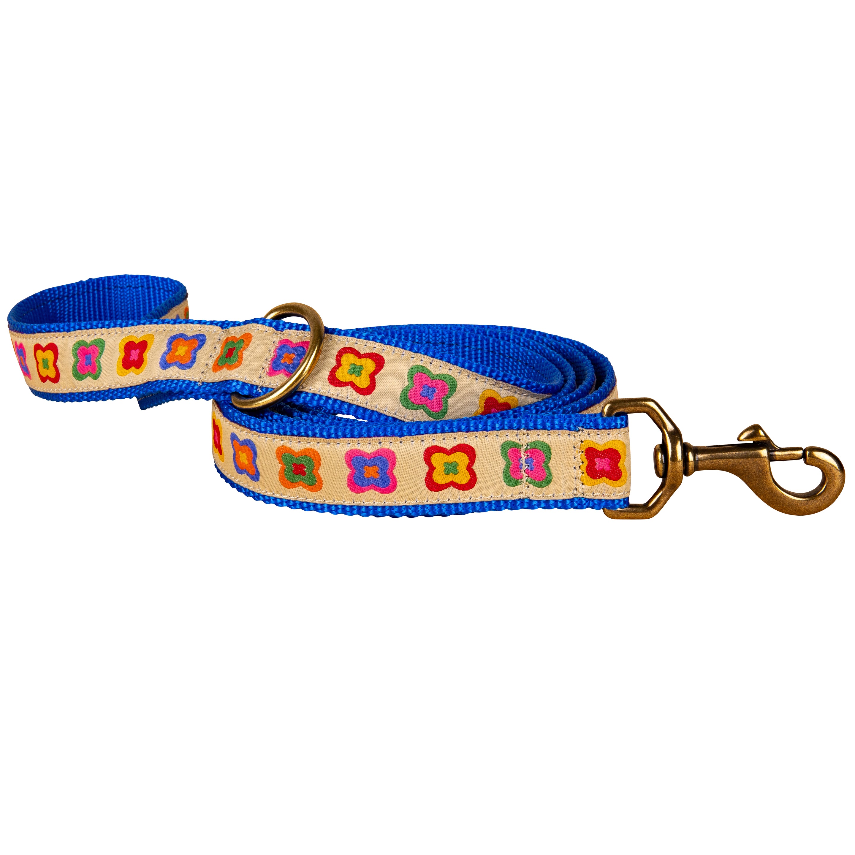 Retro Flower Ribbon Dog Leash; Yellow; 1 Inch