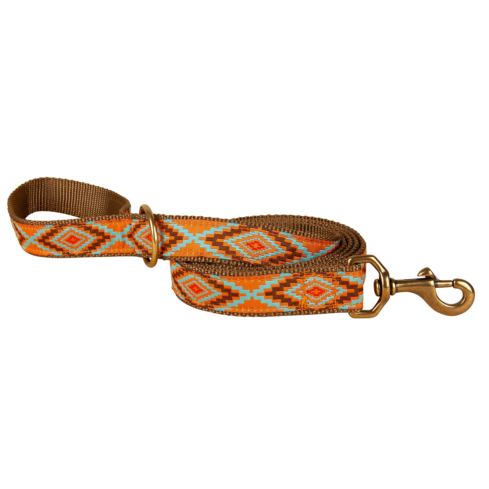 Southwest Ribbon Dog Leash in Burnt Orange; 1 Inch