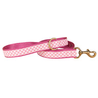 Gingham Ribbon Dog Leash in Pink, 1 Inch