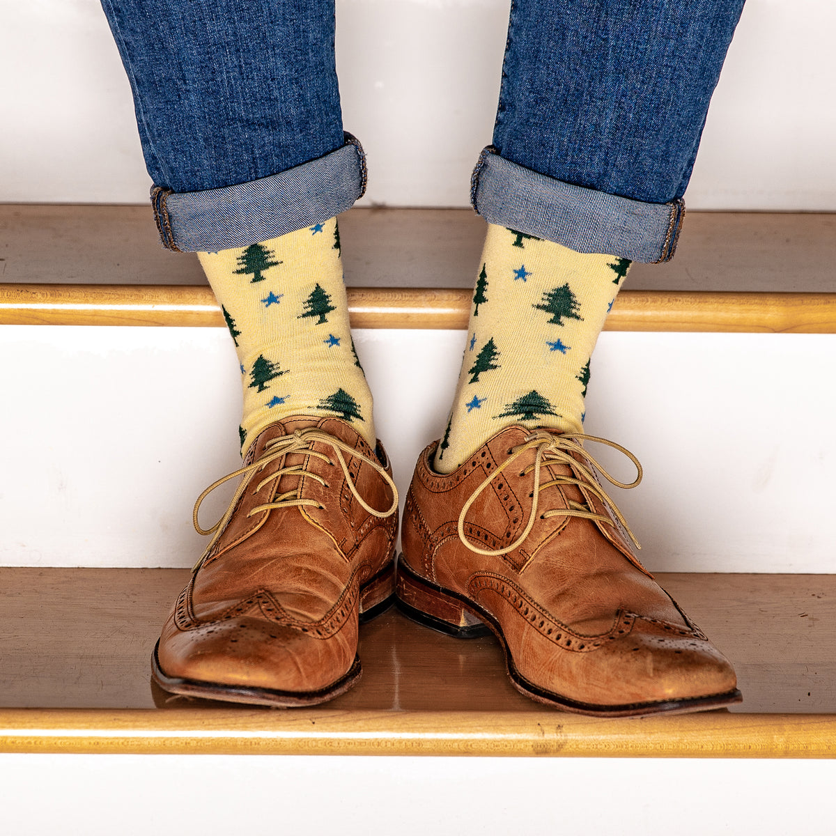 Maine Tree & Star Socks