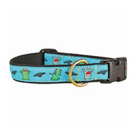 Aliens Ribbon Dog Collar in Light Blue - Collar Width: 1 Inch