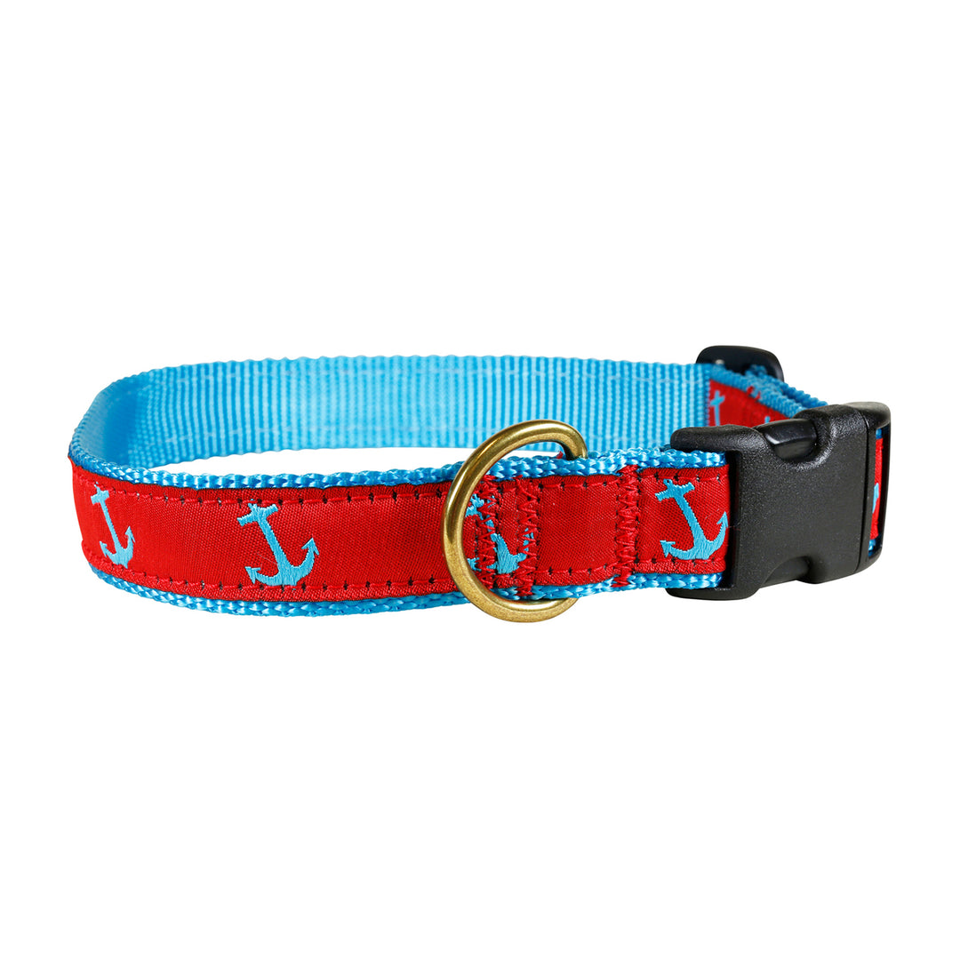 Product Image Anchor Ribbon Dog Collar in Blue / Red  1 Inch