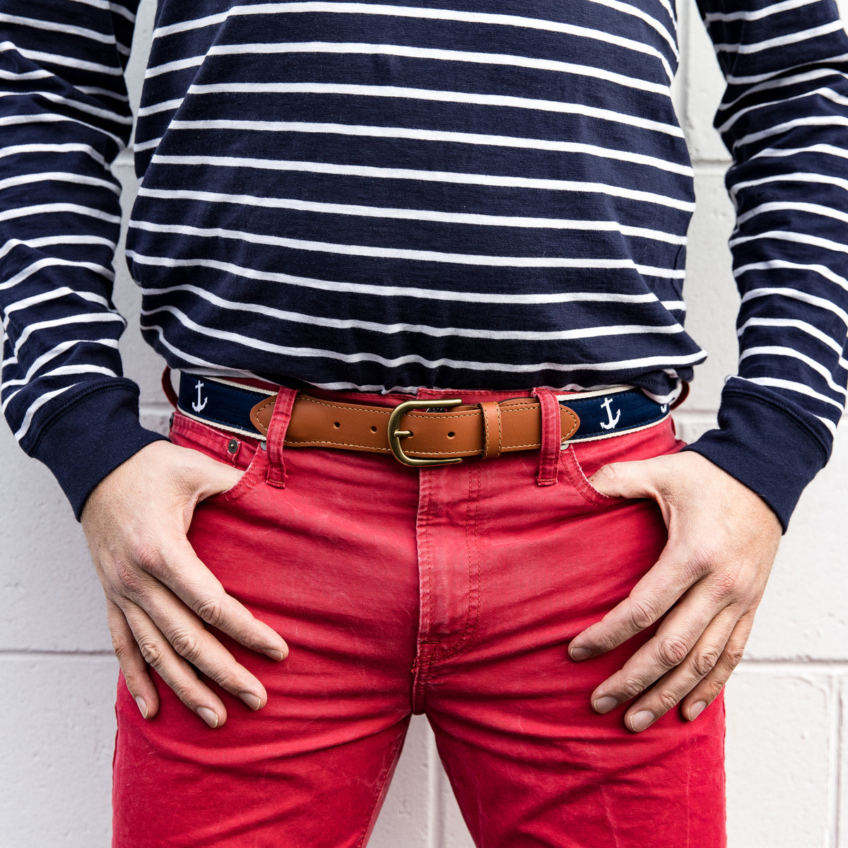 Anchor Ribbon Club Belt worn on model