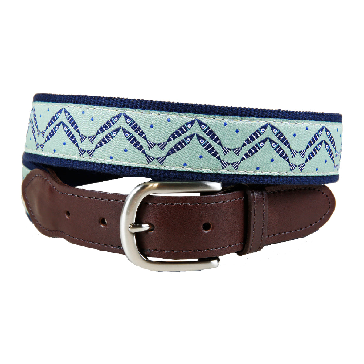 Herringbone Fish Ribbon Club Belt in Green
