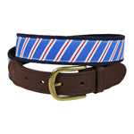 Traditional Repp Stripe Ribbon Club Belt in Blue Thumbnail