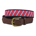 Traditional Repp Stripe Ribbon Club Belt in Red Thumbnail