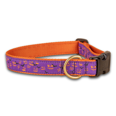 Bats & Jacks Ribbon Dog Collar in 1 Inch / Purple