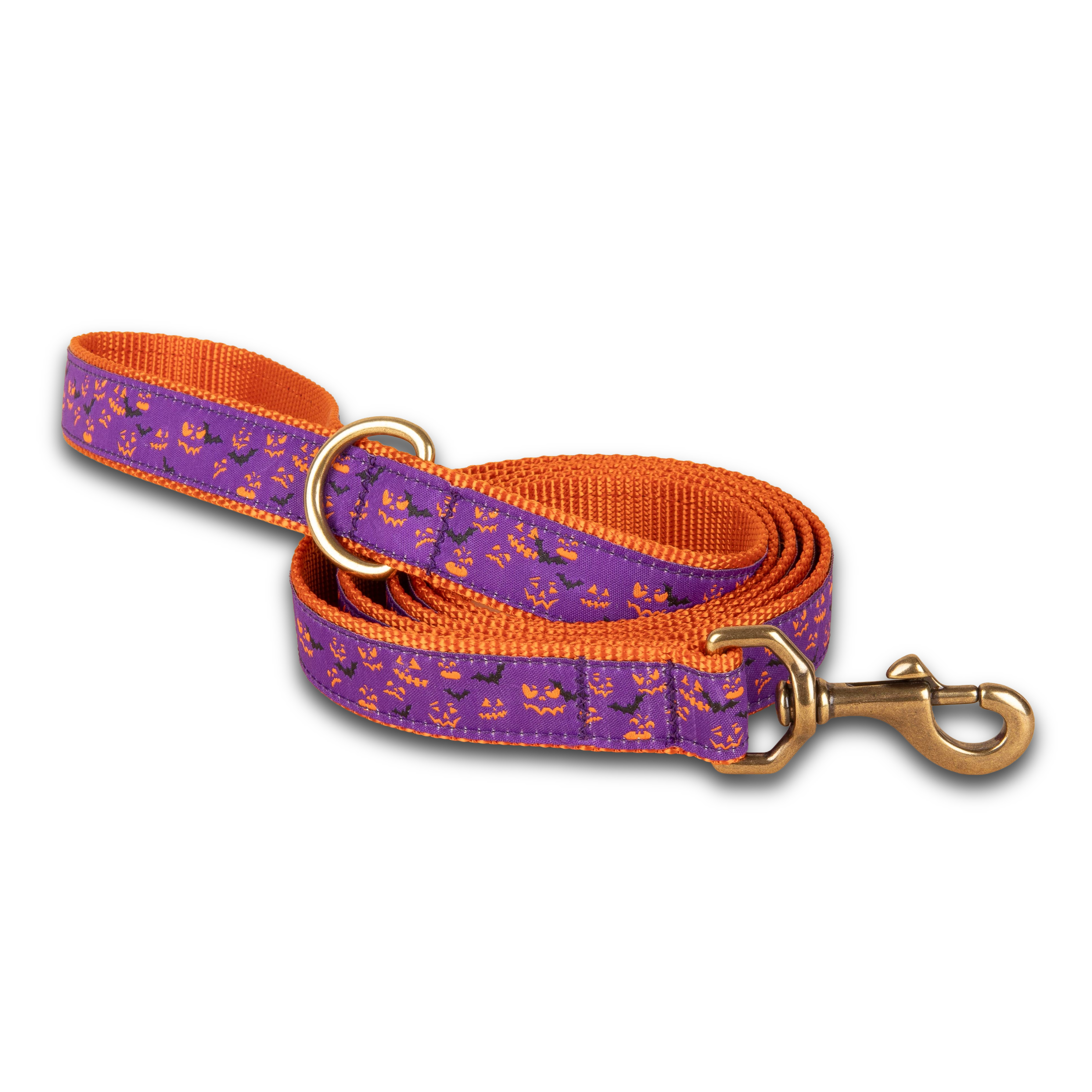 Bats & Jacks Ribbon Dog Leash in 1 Inch / Purple