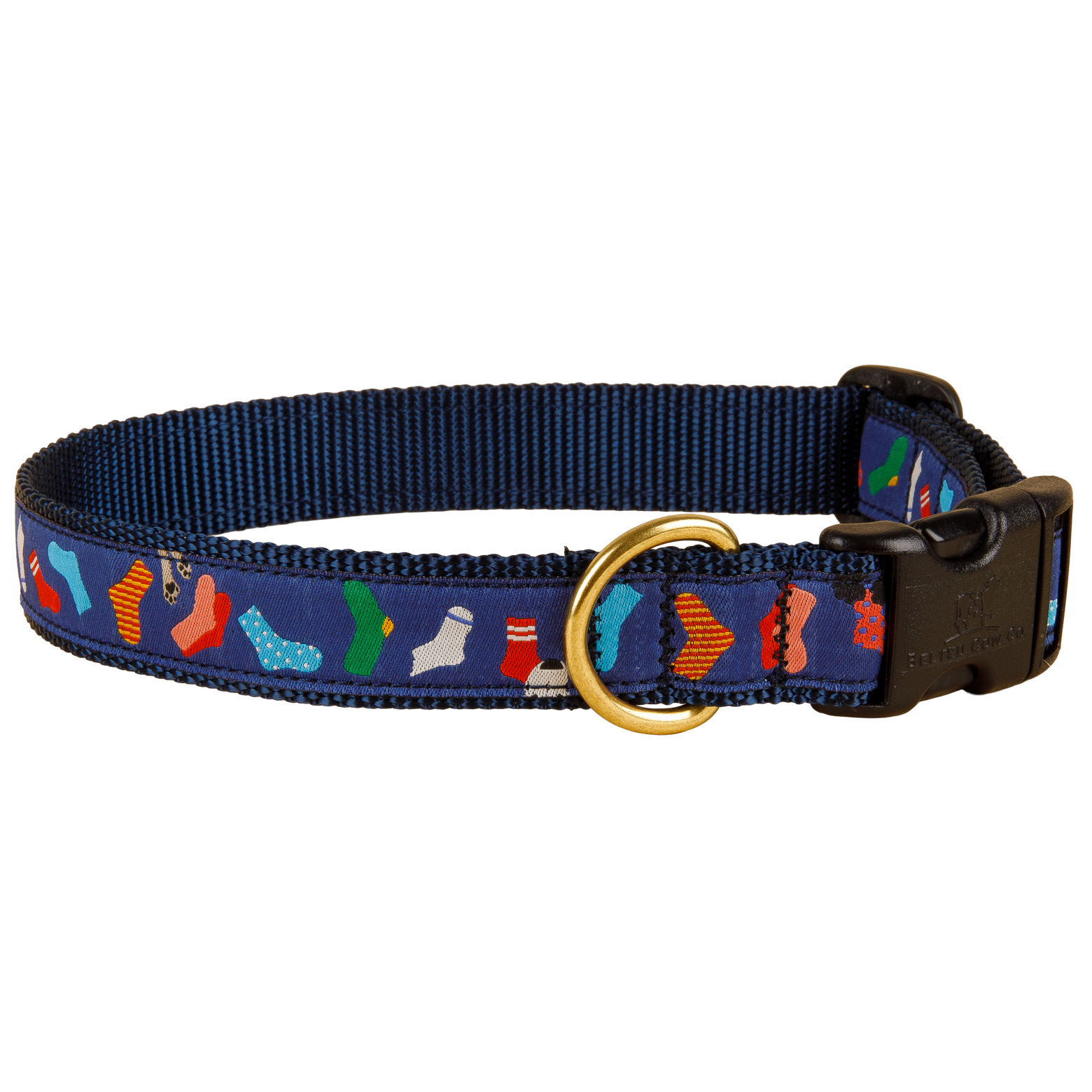 Sock Monster Ribbon Dog Collar in Navy, 1-inch