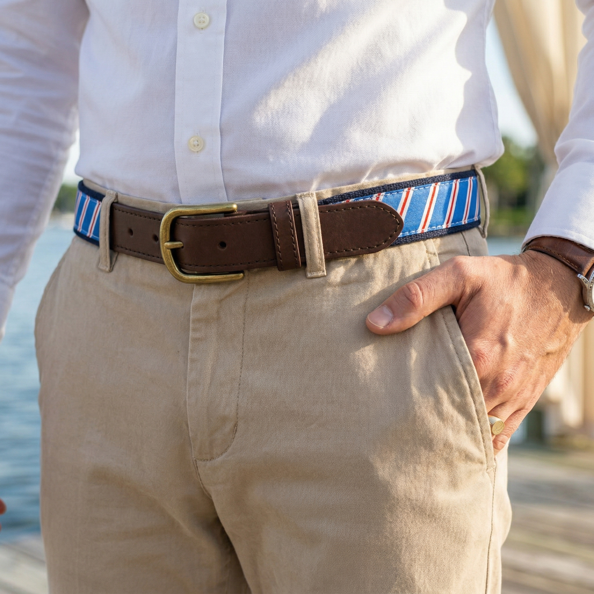 Traditional Repp Stripe Ribbon Club Belt