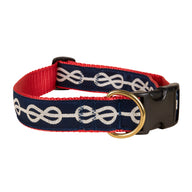Classic Knot Ribbon Dog Collar in Navy - Collar Width: 1.25 Inch