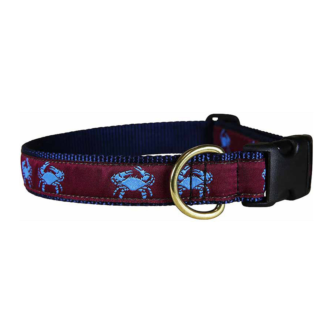 Crab Ribbon Dog Collar in Burgundy in 1 Inch