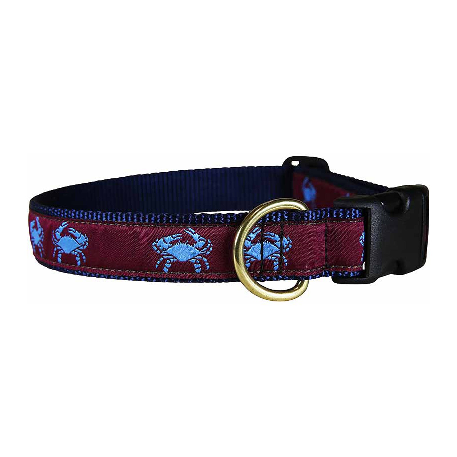 Crab Ribbon Dog Collar in Burgundy in 1 Inch