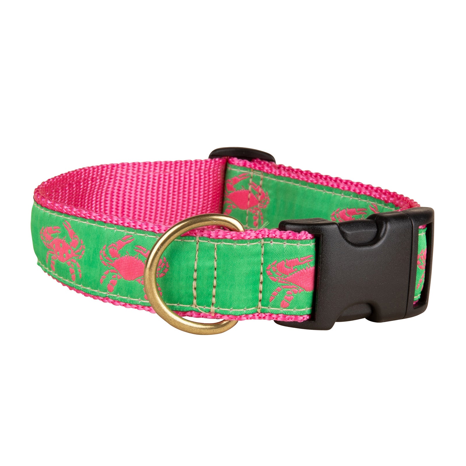 Crab Ribbon Dog Collar in Green - 1.25 Inch