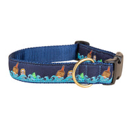 Dark 'n Stormy Ribbon Dog Collar in Navy - Collar Width: 1.25 Inch