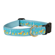 Duck Duck Goose Ribbon Dog Collar in Light Blue - Collar Width: 1 Inch