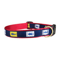 Fish Flags Ribbon Dog Collar in Colorful - Collar Width: 1 Inch