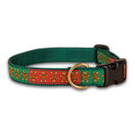 Gingerbread Ribbon Dog Collar / 1 Inch / Green Thumbnail