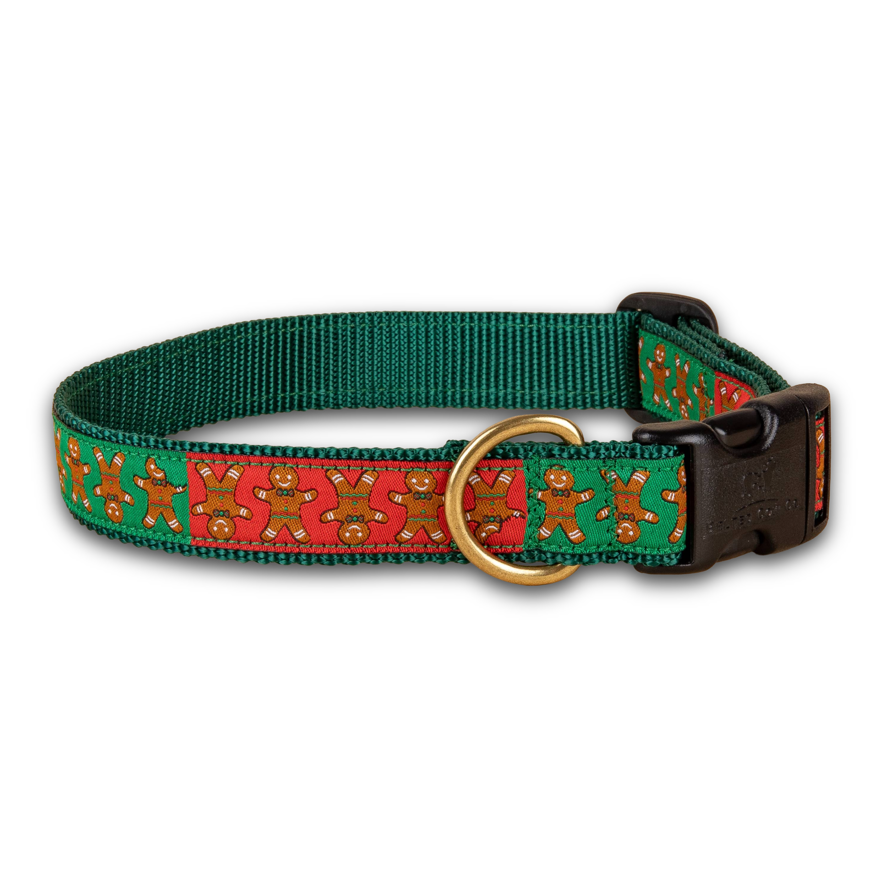Gingerbread Ribbon Dog Collar / 1 Inch / Green
