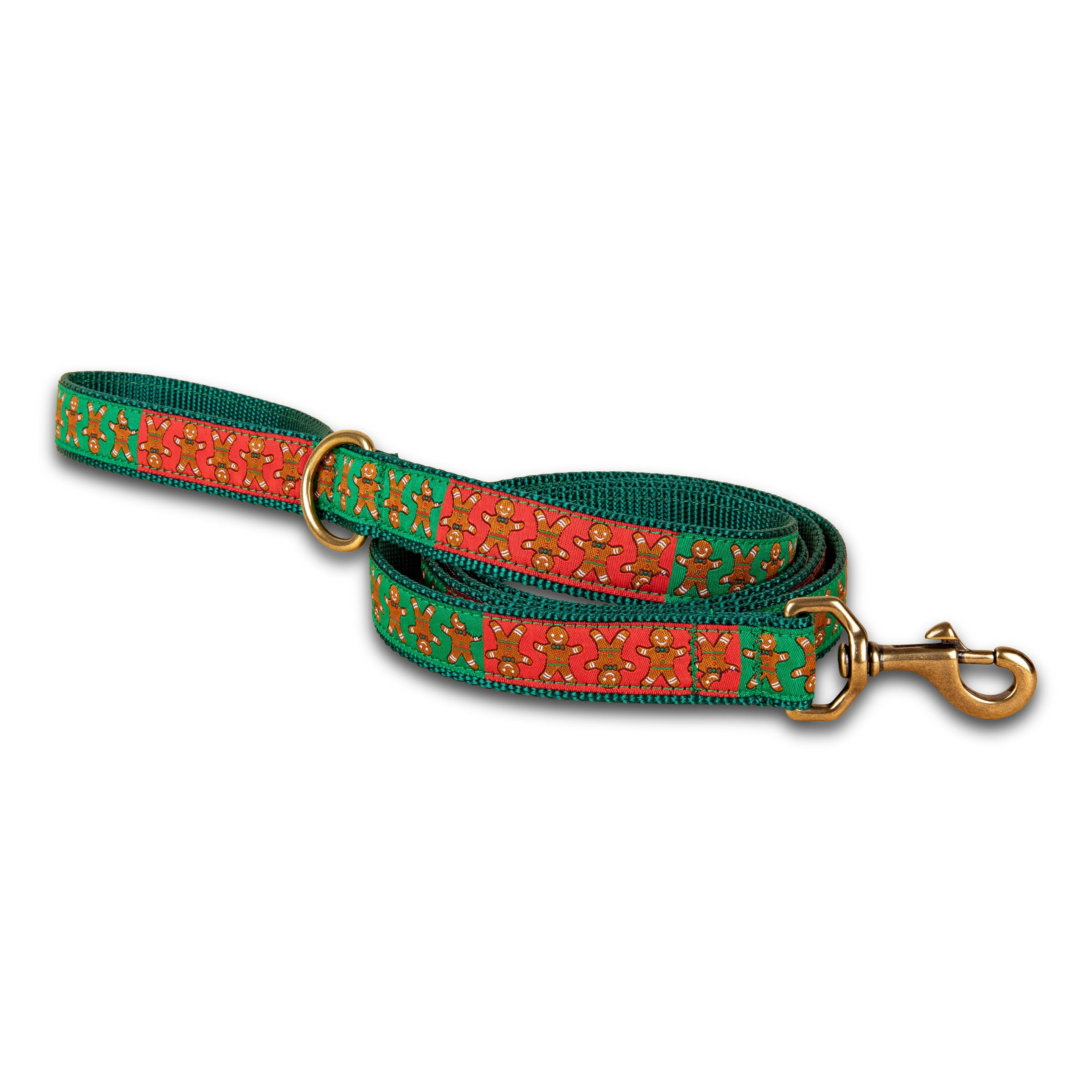 Gingerbread Ribbon Dog Leash in Green / 1 Inch