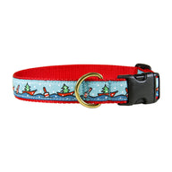 Holiday Boats Ribbon Dog Collar in Colorful - Collar Width: 1 Inch