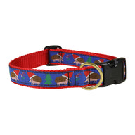 Holiday Hedgehog Ribbon Dog Collar in Colorful - Collar Width: 1 Inch