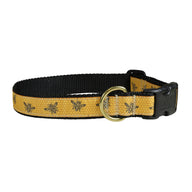 Honey Bees Ribbon Dog Collar in Yellow; Collar Width: 1 Inch