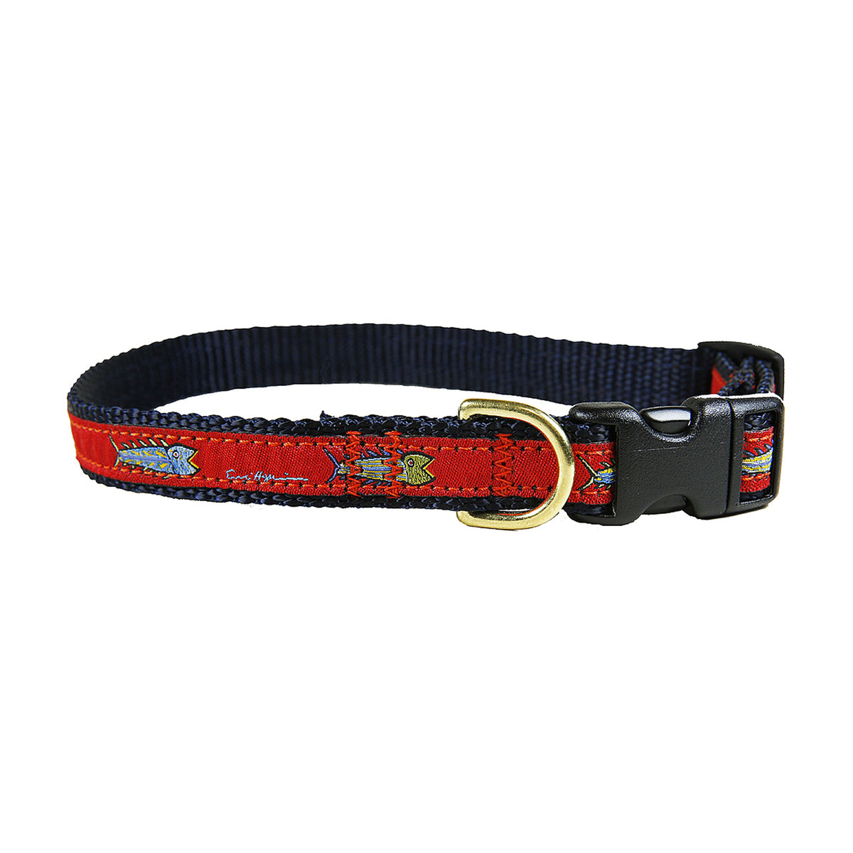 Hopkins Fish Ribbon Dog Collar in Red, Collar Width: 5/8 Inch