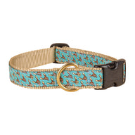 Houndstooth Ribbon Dog Collar in Light Blue - Collar Width: 1 Inch