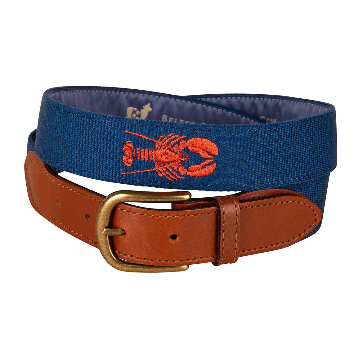 Lobster Embroidered Belt in Blue