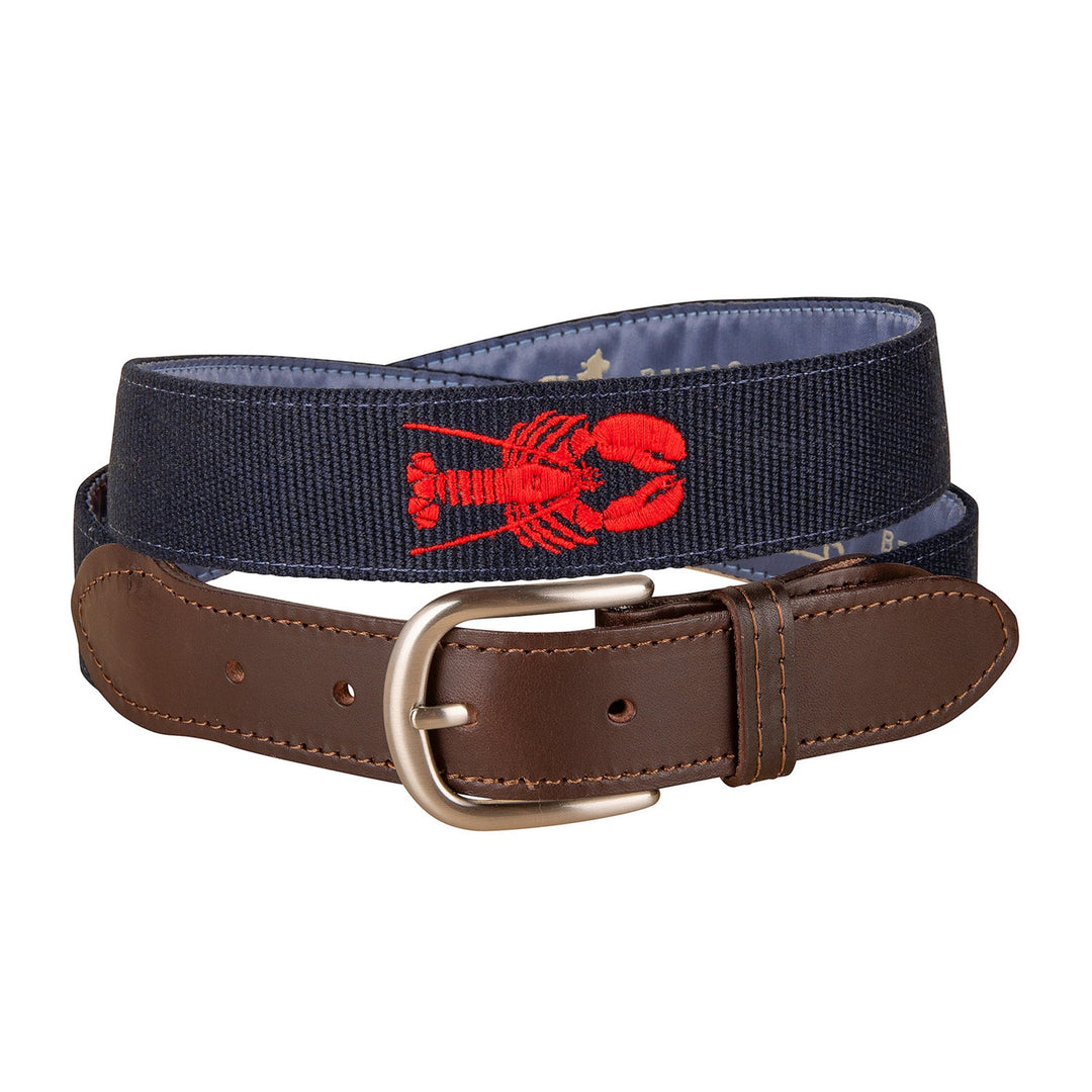 Lobster Embroidered Belt in Navy