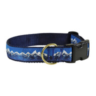 Mountain Range Ribbon Dog Collar in Blue - Collar Width: 1.25 Inch