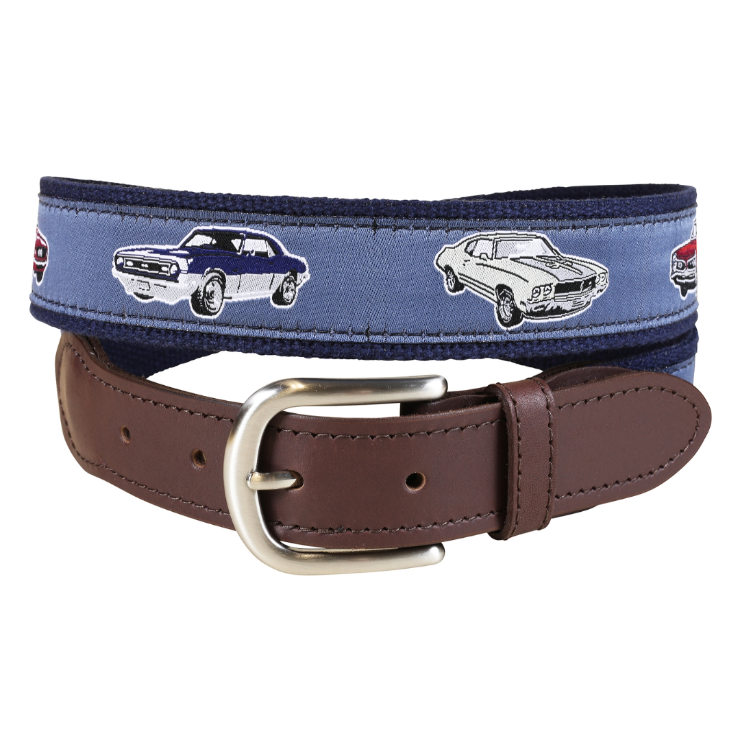 Muscle Cars Ribbon Club Belt in Blue