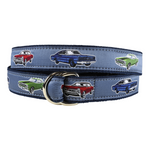 Muscle Cars Ribbon D-Ring Belt in Blue Thumbnail