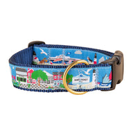 Nantucket Island Life Ribbon Dog Collar in Blue - Collar Width: 1.25 Inch