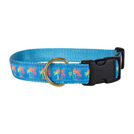 Neon Palms Ribbon Dog Collar in Colorful - Collar Width: 1 Inch