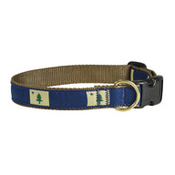 Original Maine Flag Ribbon Dog Collar; Colo: Navy; Collar Width: 1 Inch