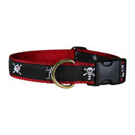 Pirate Flags Ribbon Dog Collar in Black - Width: 1 Inch