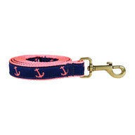 Anchor Ribbon Dog Leash in Navy / Pink; Collar Width: 1 Inch