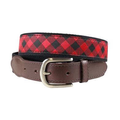 Buffalo Plaid Ribbon Club Belt in Red