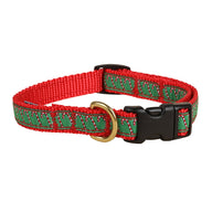 Candy Canes Ribbon Dog Collar in Green, Collar Width: 5/8 Inch